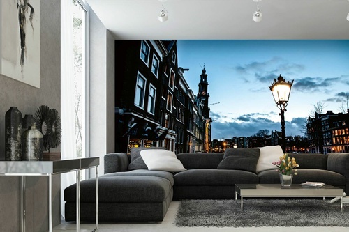Vlies Fototapete - Amsterdam in der Nacht 375 x 250 cm